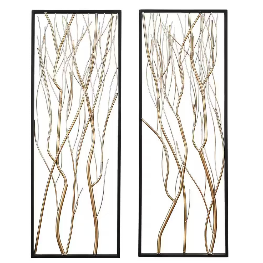 2-Piece Metal Gold Branch Wall Art, Set of 2