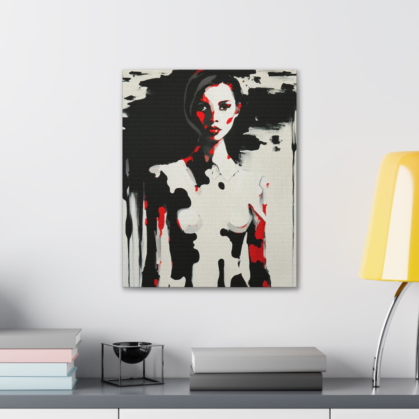 Charlie - Canvas Painting / Abstract Painting / Figurative Art / Canvas Gallery Wraps / Black / Red