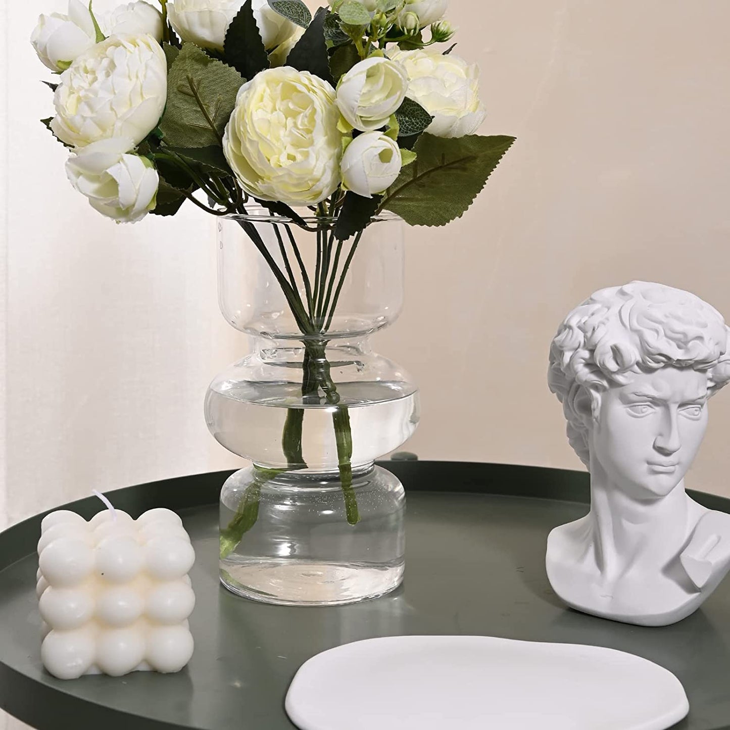 Clear Vases for Decor, 7 Inch Glass Vase Hydroponic Flower Vases Decorative for Home Décor, Modern Geometric Transparent Glass Vase for Living Room Wedding Centerpieces Office Table (Clear)
