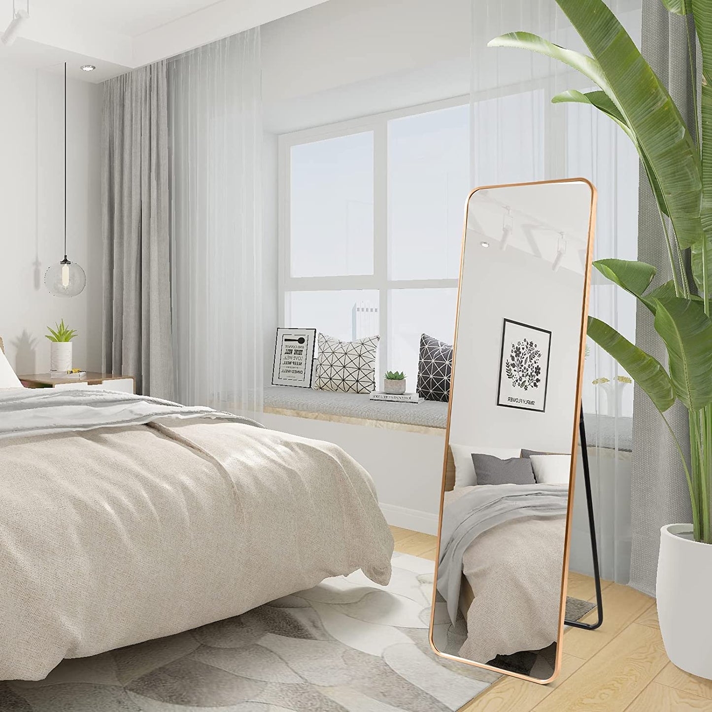 Gold Full Length Floor Mirror with Aluminum Frame for Wall Mounted, Standing, Leaning, 60"X18" Full Body Large Mirror for Dressing Room, Bedroom, Bathroom