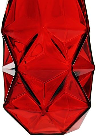 Glass Geometric Vase, Prism Vase, Honeycomb Vase (H-8", Open 2.25", 1PC) Red Glass Vase with a Red Coating, Carnivorous Plants Container, Hexagon Design
