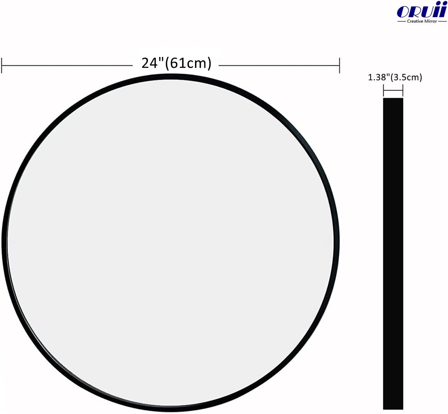 round Mirror, Black round Mirror 24 Inch, round Wall Mirror Metal Frame, round Bathroom Mirror, Circle Mirrors for Wall, Living Room, Bedroom, Vanity, Entryway, Hallway.