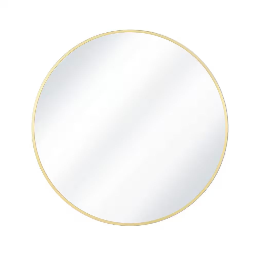 24 In. W X 24 In. H round Aluminum Alloy Framed Gold Wall Mirror