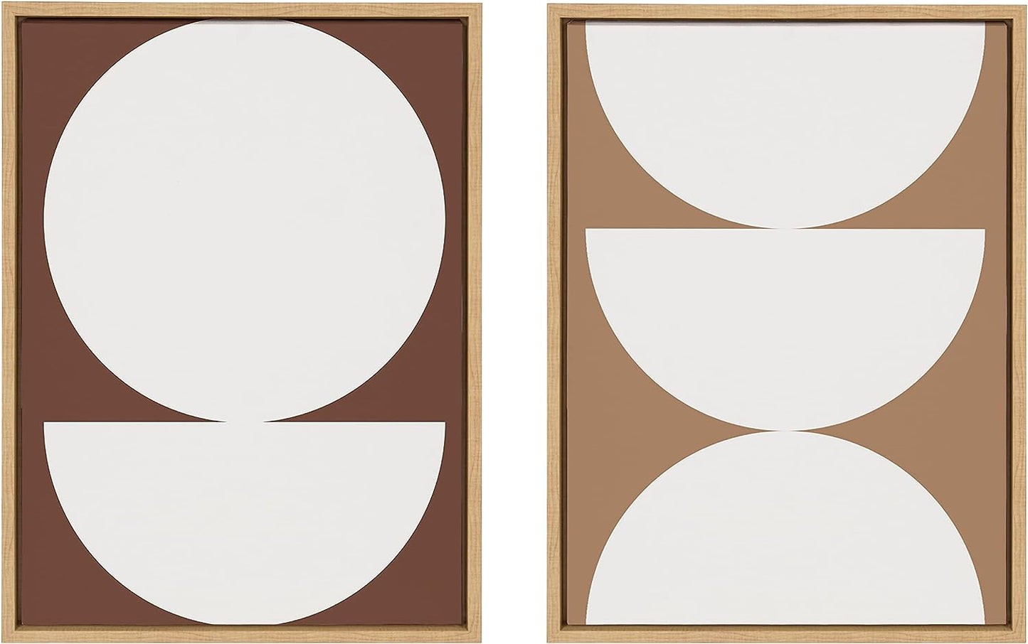 Sylvie Earthy Boho Geometric Brown and Terra Cotta Framed Canvas Wall Art Set by the Creative Bunch Studio, 2 Piece Set 18X24 Natural, Neutral Modern Abstract Wall Art Décor Set