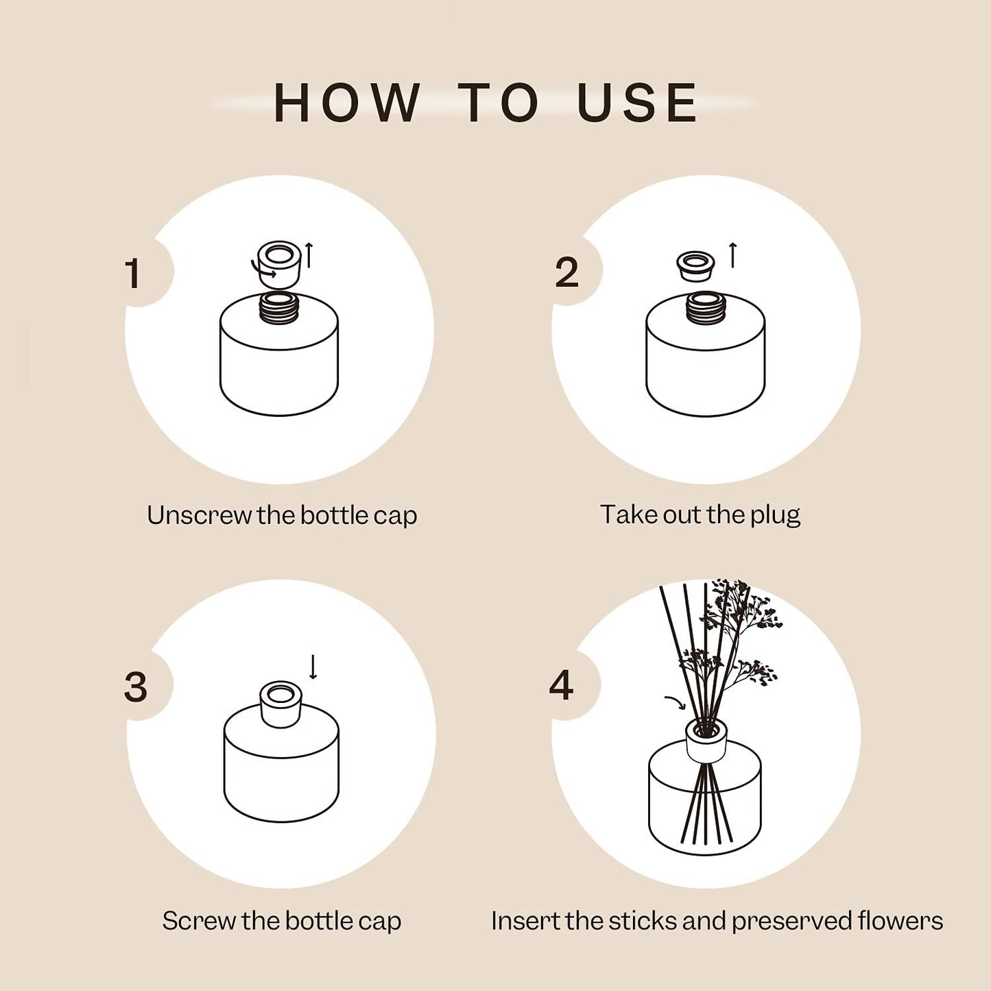 Cocorrína Premium Reed Diffuser Set with Preserved Baby'S Breath & Cotton Stick Sandalwood Rose | 6.7Oz Scent Fragrance Oil Diffuser for Bedroom Bathroom Living Room Home Décor