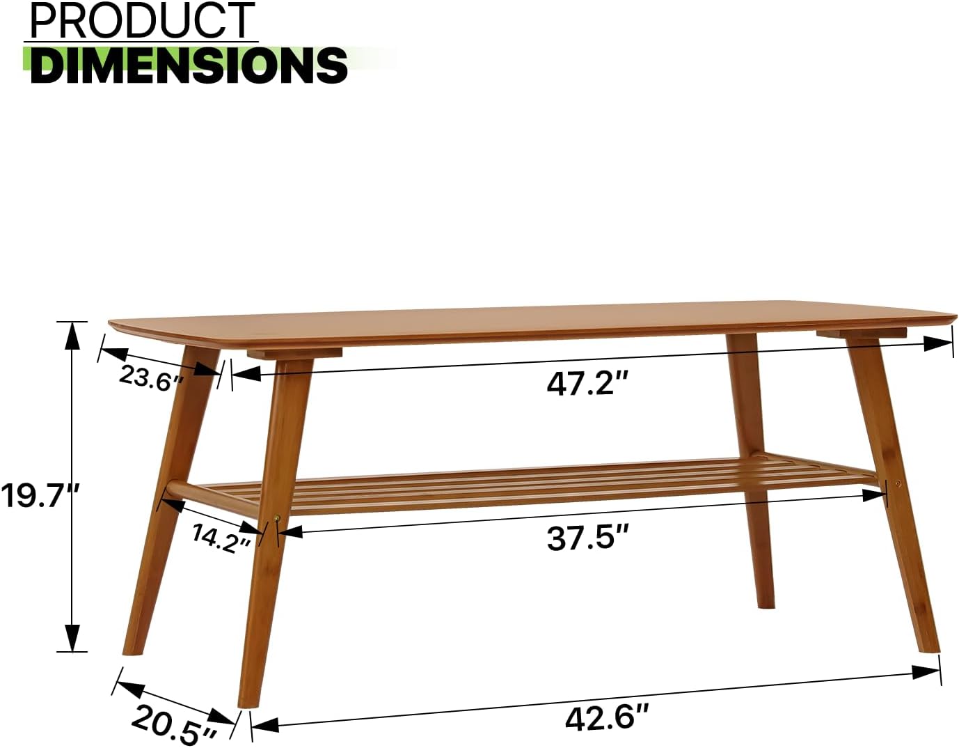 Mid-Century Coffee Tea Center Table with Storage Shelf for Living Room Dining Room - Stylish and Durable Coffee and Tea Center Table with Storage, Home Accent Furniture