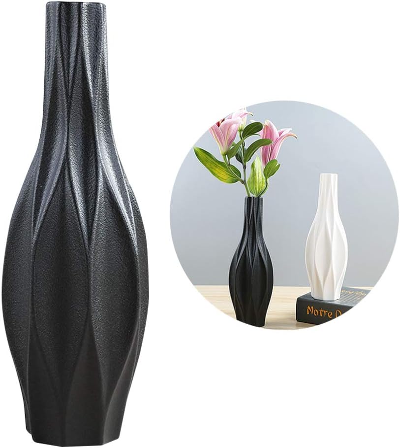 Ceramic Vases Simple Decorative Flower Vase Desktop Flower Vase for Home Office Living Room Wedding Party Dinning Table Decoration Black Size L