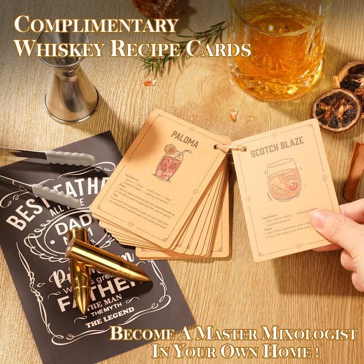 Gifts for Dad Men Christmas, Dad Birthday Gifts from Daughter Son Wife, Engraved World'S Best Dad Whiskey Stones Glasses Set, Cool Bourbon Scotch Cocktail Set Gifts Stocking Stuffers