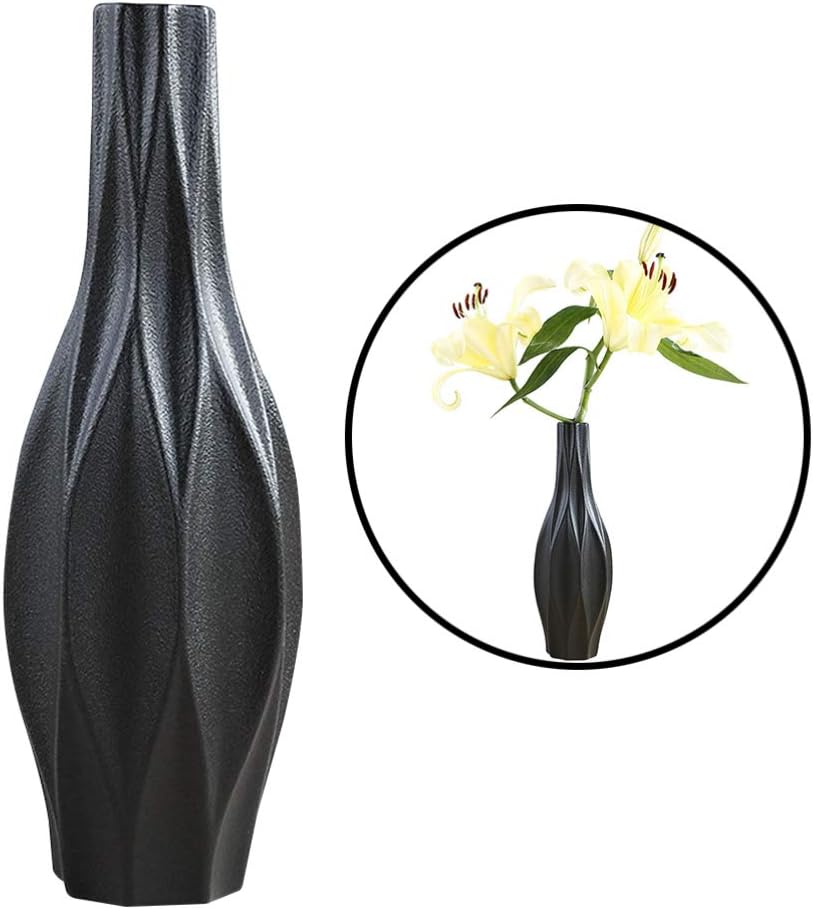 Ceramic Vases Simple Decorative Flower Vase Desktop Flower Vase for Home Office Living Room Wedding Party Dinning Table Decoration Black Size L