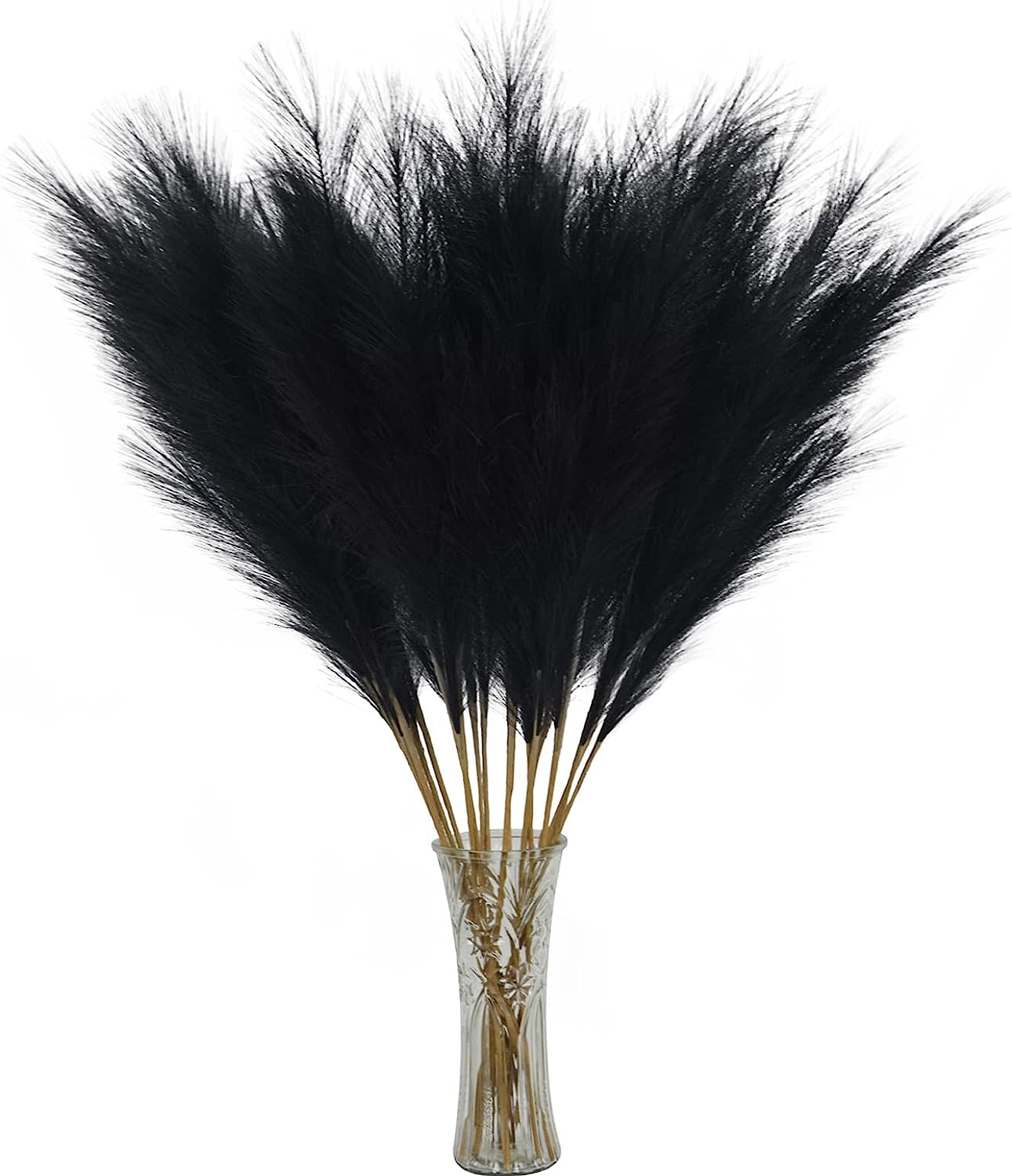 8 PCS Faux Pampas Grass Decor 38"/3.1FT Tall Fake Pompas Floral Large Artificial Pompous Grass Branches Plants for Floor Vase Filler Home Boho Decoration (Black)