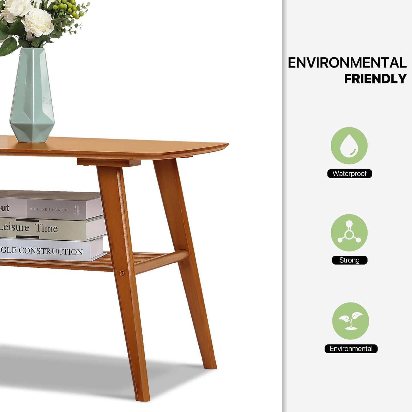 Mid-Century Coffee Tea Center Table with Storage Shelf for Living Room Dining Room - Stylish and Durable Coffee and Tea Center Table with Storage, Home Accent Furniture