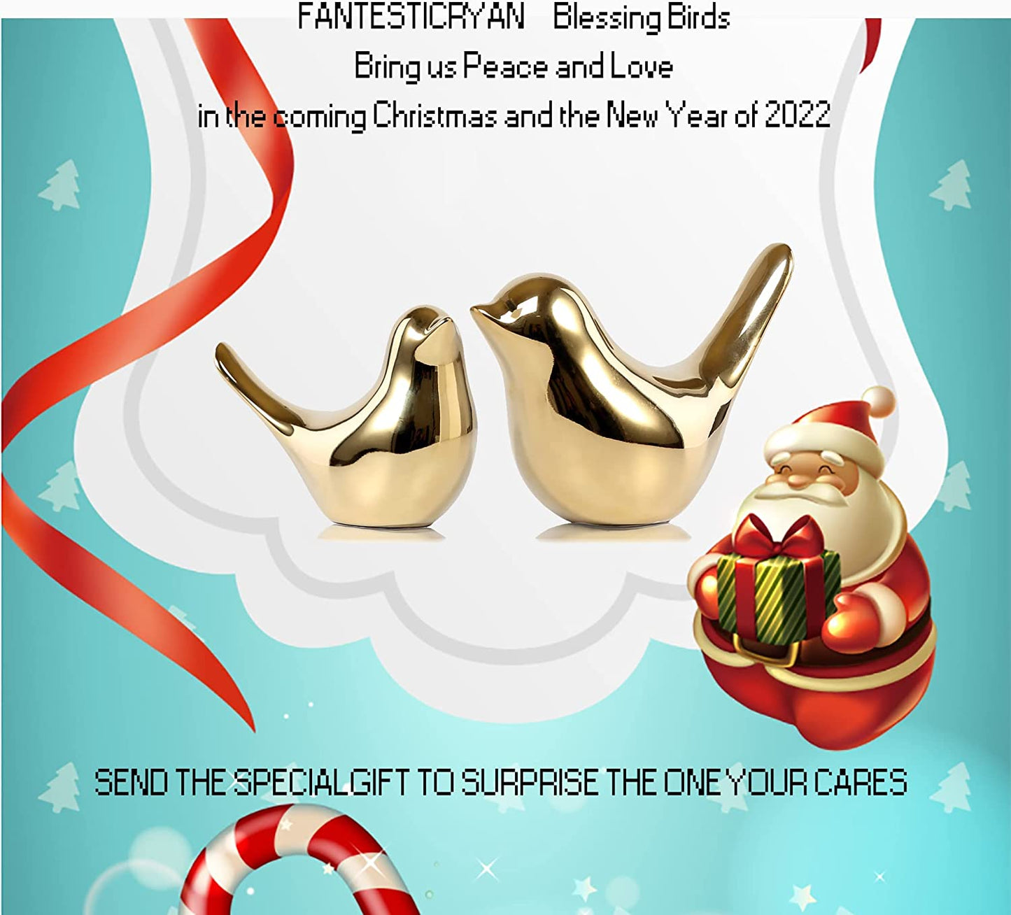 Small Birds Statues Gold Home Decor Modern Style Figurine Decorative Ornaments for Living Room, Bedroom, Office Desktop, Cabinets