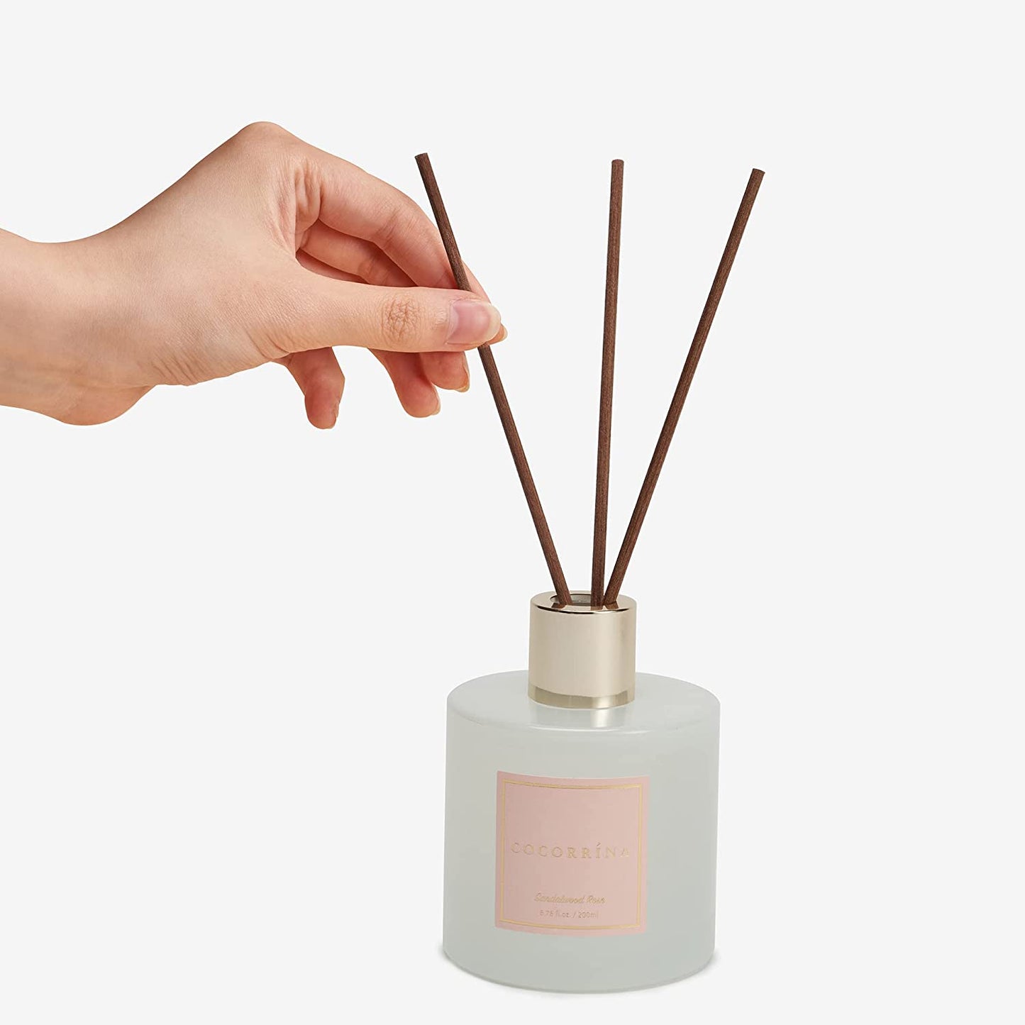 Cocorrína Premium Reed Diffuser Set with Preserved Baby'S Breath & Cotton Stick Sandalwood Rose | 6.7Oz Scent Fragrance Oil Diffuser for Bedroom Bathroom Living Room Home Décor