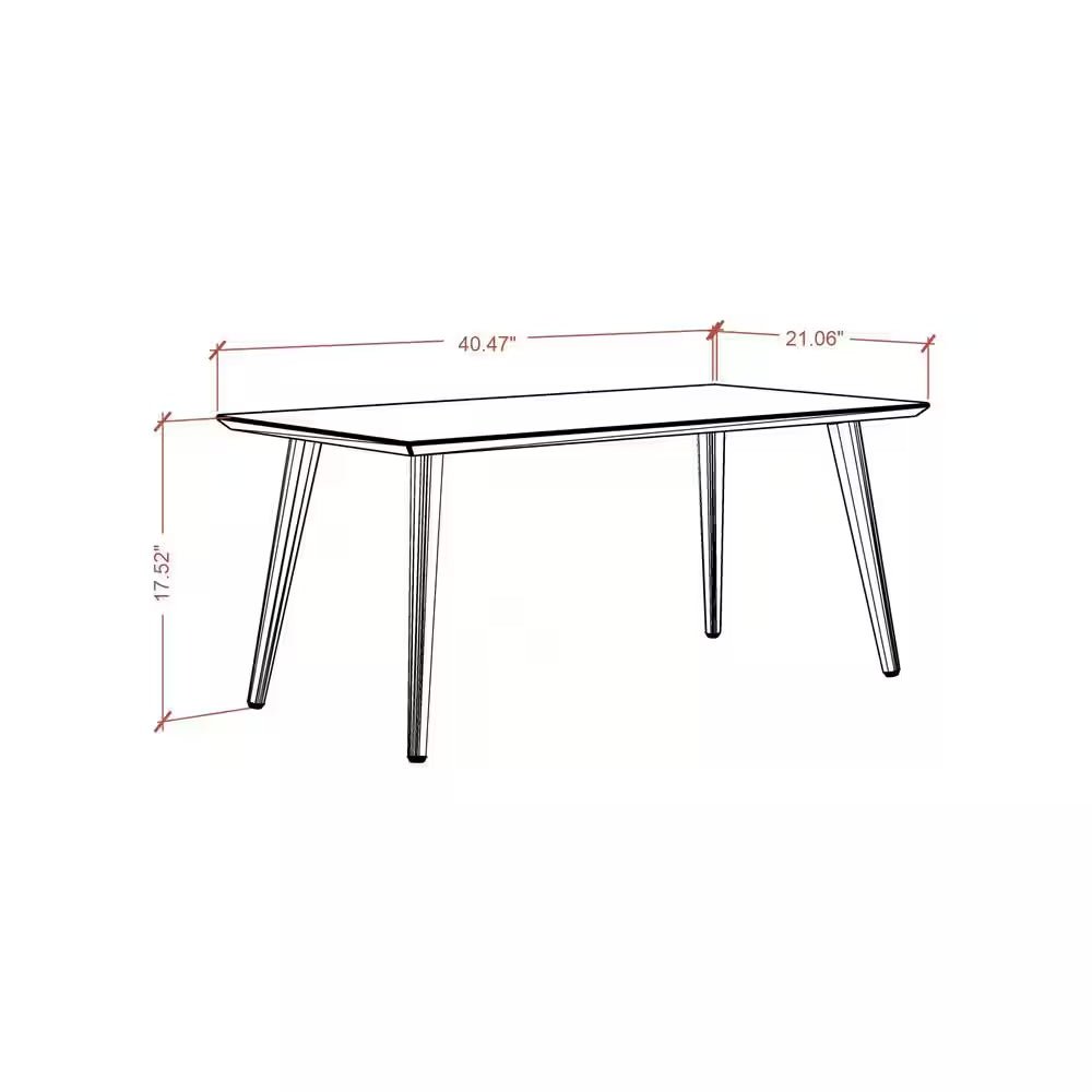 Utopia 41 In. Off-White/Maple Cream Large Rectangle Wood Coffee Table with Splayed Legs