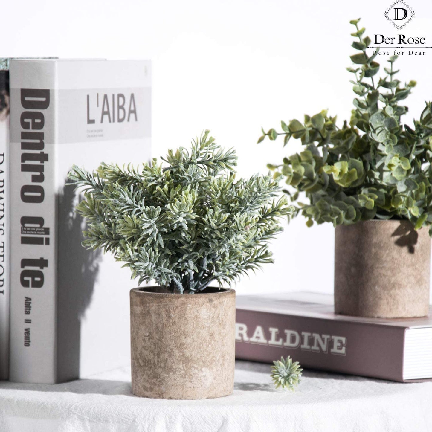 3 Pack Mini Potted Fake Plants Artificial Plastic Eucalyptus Plants for Home Office Desk Farmhouse Room Decor