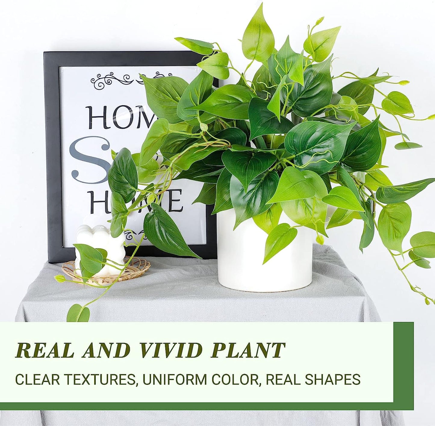 Faux Plants Indoor, Pothos Small Fake Plants for Home Decor Indoor Fake Potted Plant Artificial Plants for Living Room Shelf Home Office Decor(White Ceramic Pot)