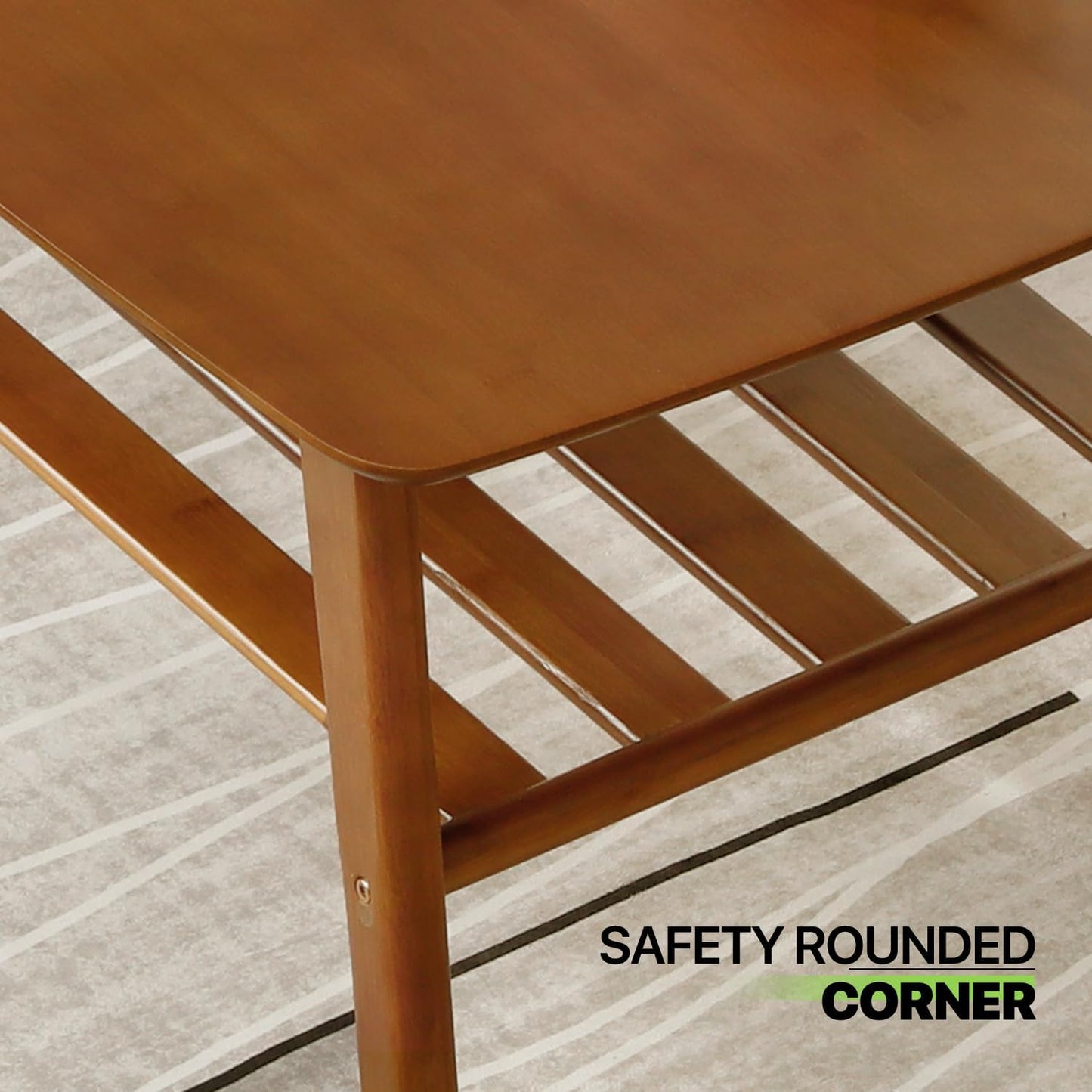 Mid-Century Coffee Tea Center Table with Storage Shelf for Living Room Dining Room - Stylish and Durable Coffee and Tea Center Table with Storage, Home Accent Furniture