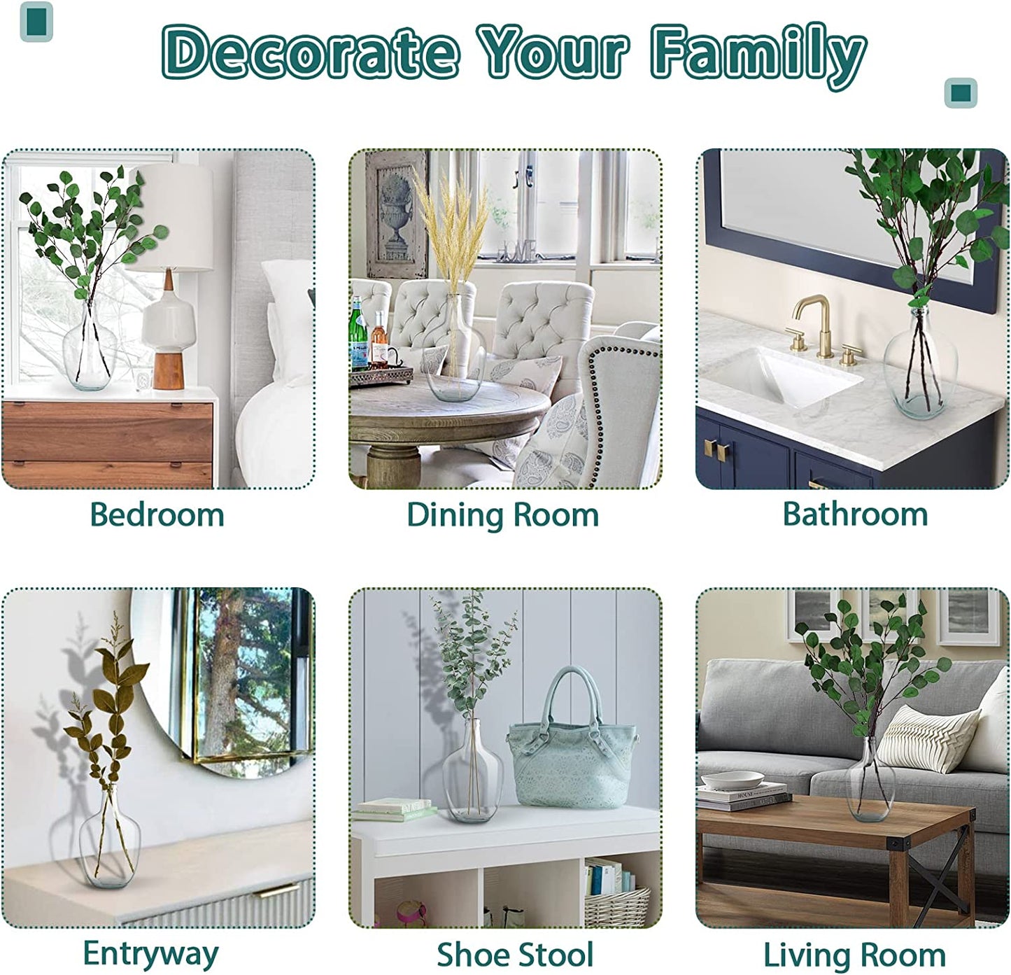 Clear Glass Vase Tall Farmhouse Vase for Branches Glass Vases for Centerpieces in Home Decoration (S)