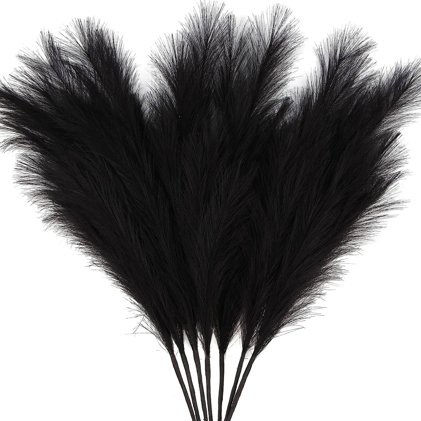 7-Pcs 38"/3.1FT Faux Pampas Grass Large Tall Fluffy Artificial Fake Flower Boho Decor Bulrush Reed Grass for Vase Filler Farmhouse Home Wedding Decor (Black)