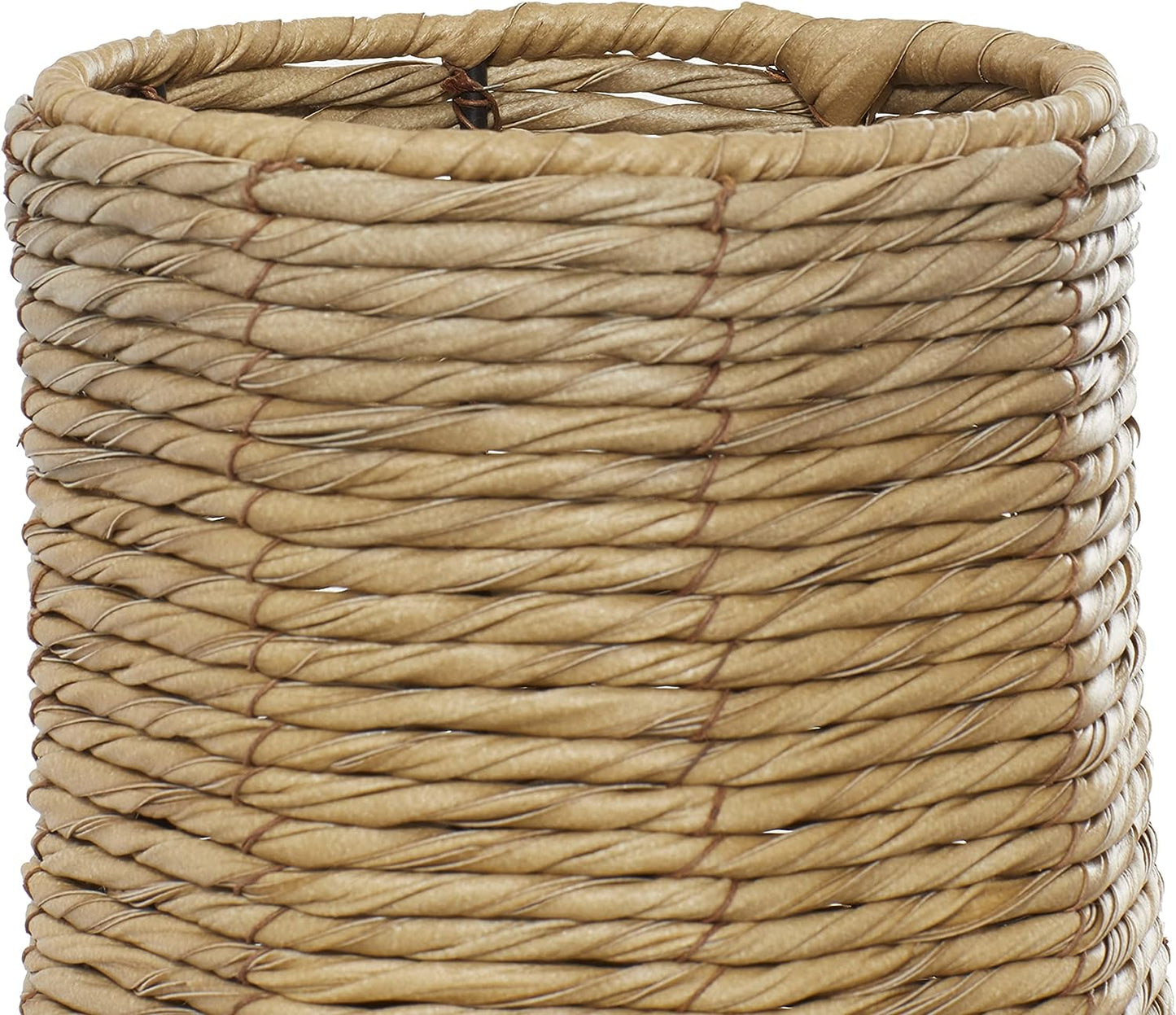 Faux Seagrass Handmade Tall Woven Floor Vase, 12" X 12" X 28", Brown