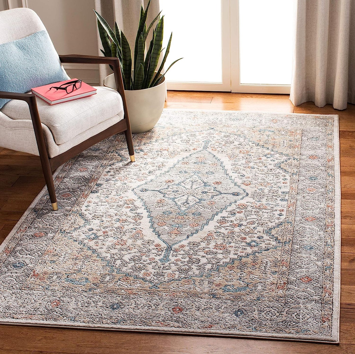 Oregon Collection Area Rug - 5'1" X 7'6", Grey & Ivory, Oriental Distressed Design, Non-Shedding & Easy Care, Ideal for High Traffic Areas in Living Room, Bedroom (ORE876F)