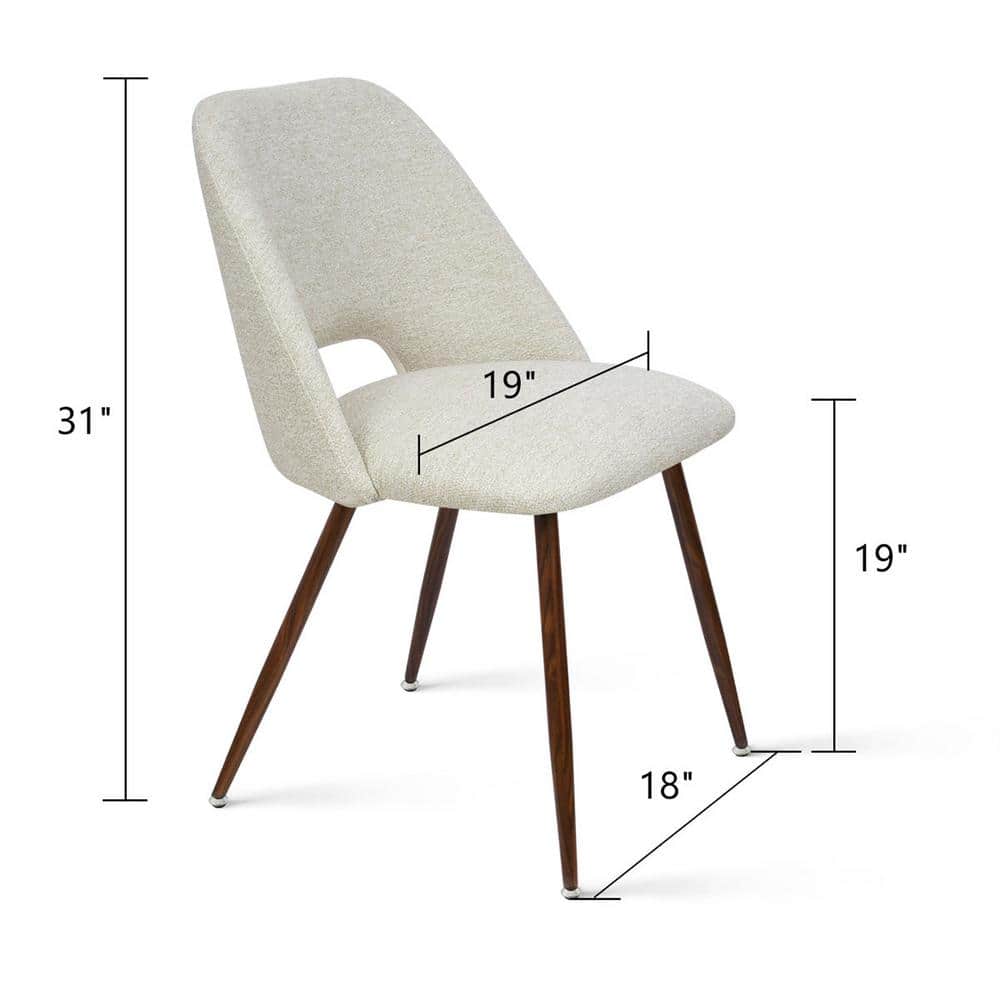 Upholstered Modern Cutout Back Dining Chair with Walnut Leg (Set of 4)