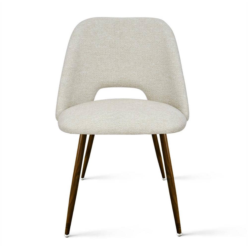 Upholstered Modern Cutout Back Dining Chair with Walnut Leg (Set of 4)