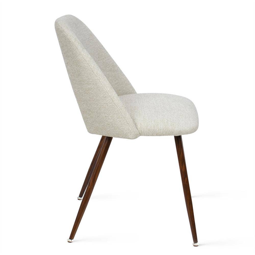 Upholstered Modern Cutout Back Dining Chair with Walnut Leg (Set of 4)