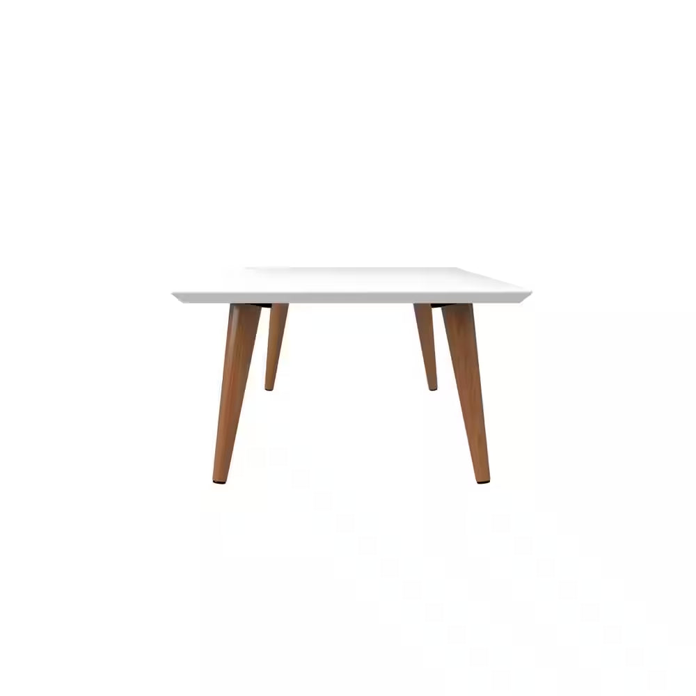 Utopia 41 In. Off-White/Maple Cream Large Rectangle Wood Coffee Table with Splayed Legs