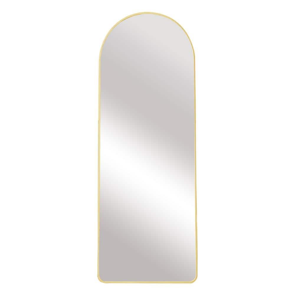 23 In. W X 65 In. H Black Aluminum Alloy Metal Frame Arched Full-Length Floor Mounted Mirror, Wall Mounted Mirror