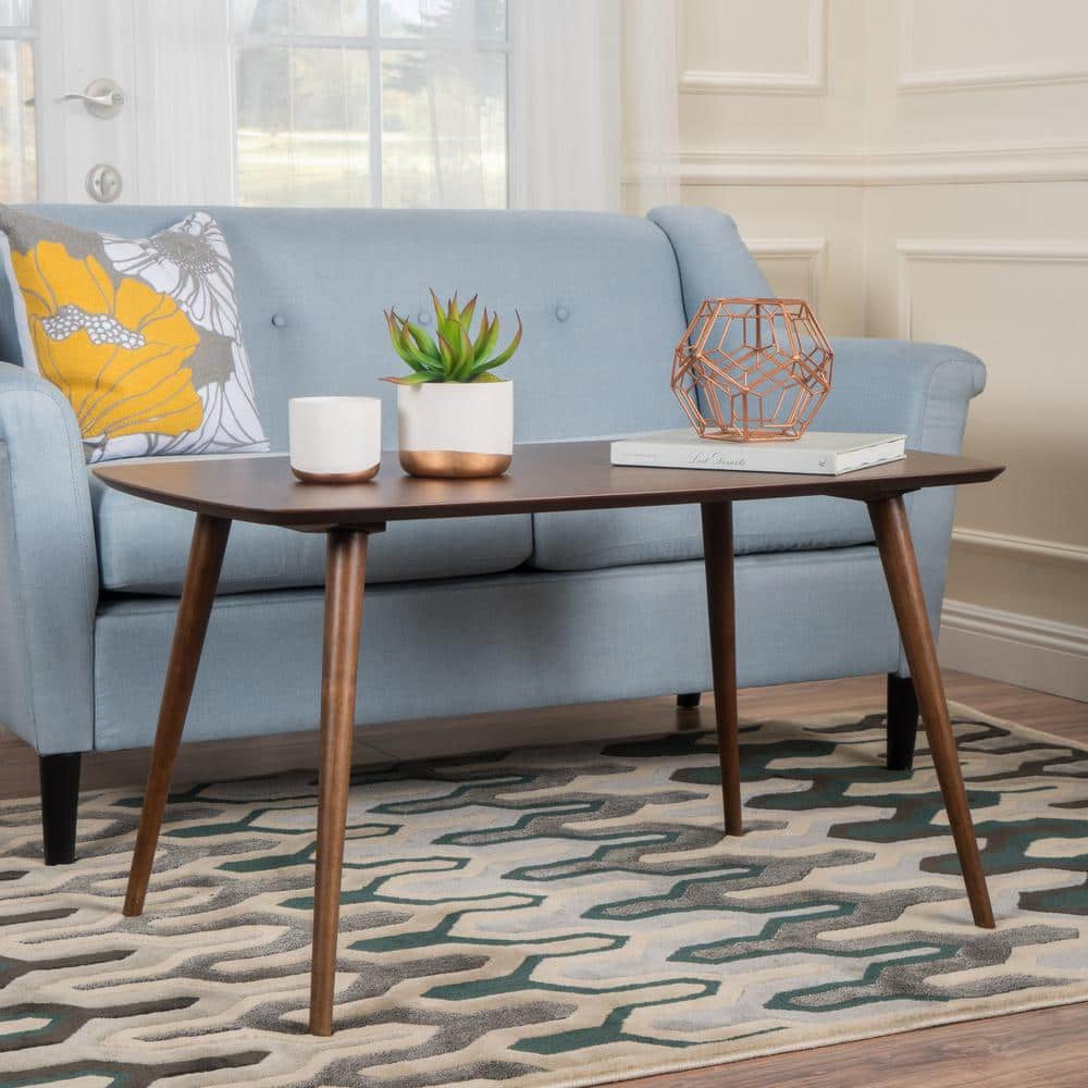 40 In. Walnut Brown Medium Rectangle Wood Coffee Table