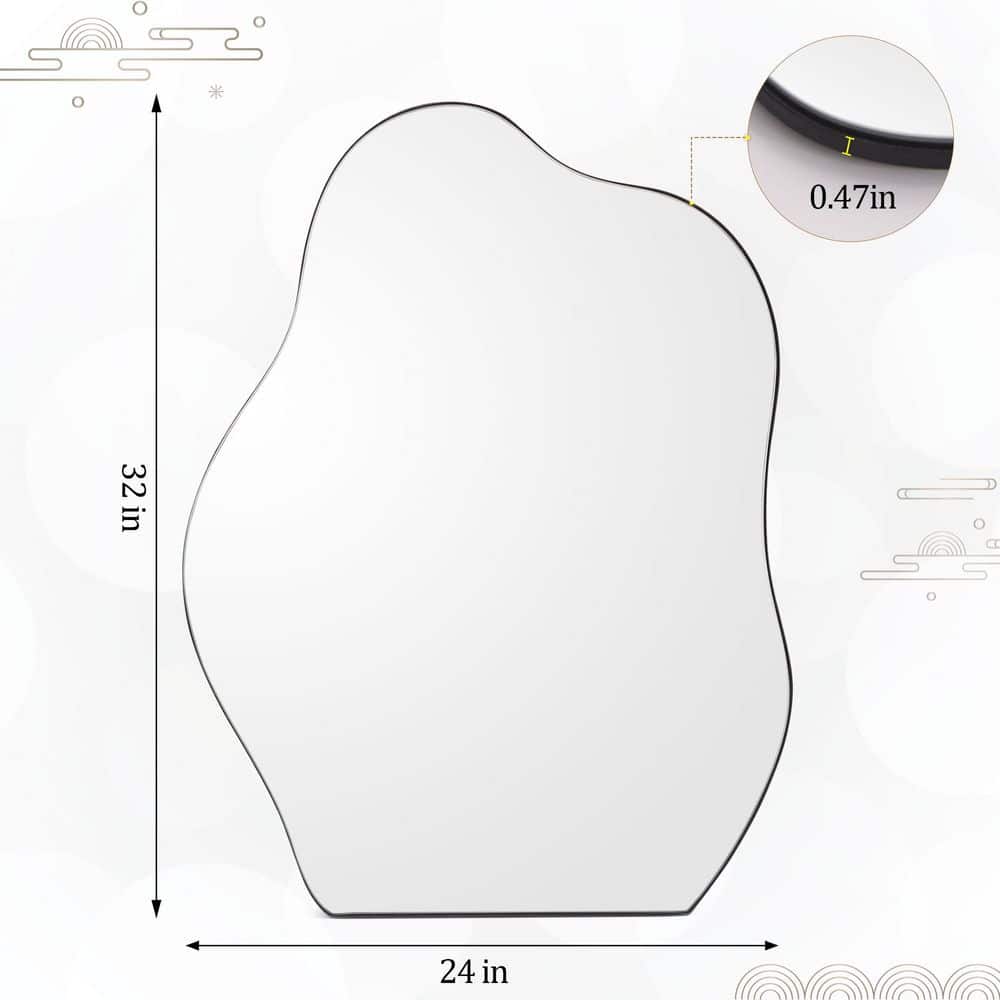 24 In. W X 32 In. H Irregular Modern Frameless MDF Wall Mirror Decorative Mirror