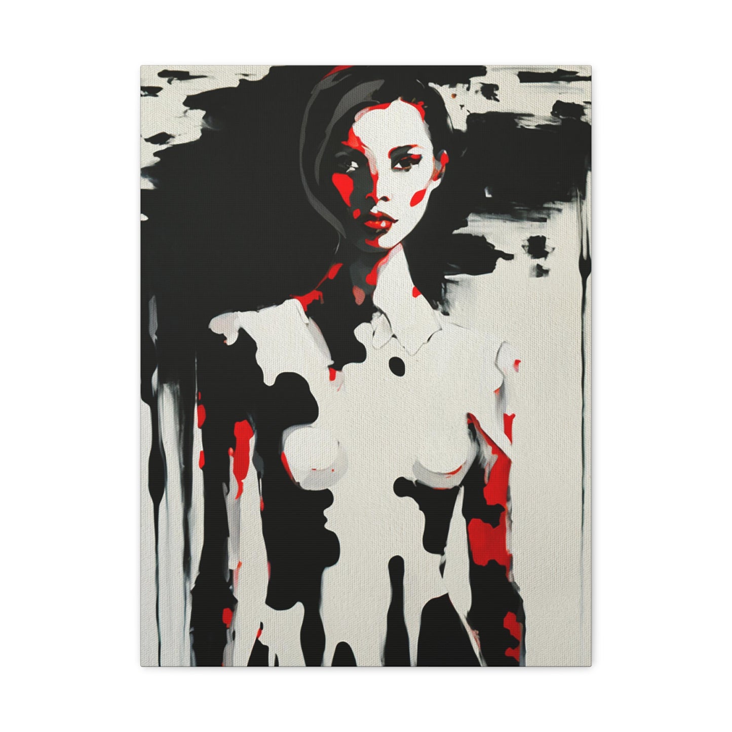 Charlie - Canvas Painting / Abstract Painting / Figurative Art / Canvas Gallery Wraps / Black / Red