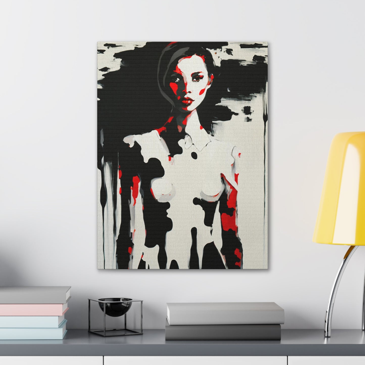 Charlie - Canvas Painting / Abstract Painting / Figurative Art / Canvas Gallery Wraps / Black / Red