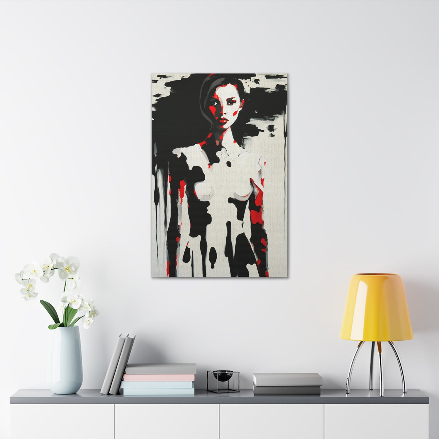 Charlie - Canvas Painting / Abstract Painting / Figurative Art / Canvas Gallery Wraps / Black / Red
