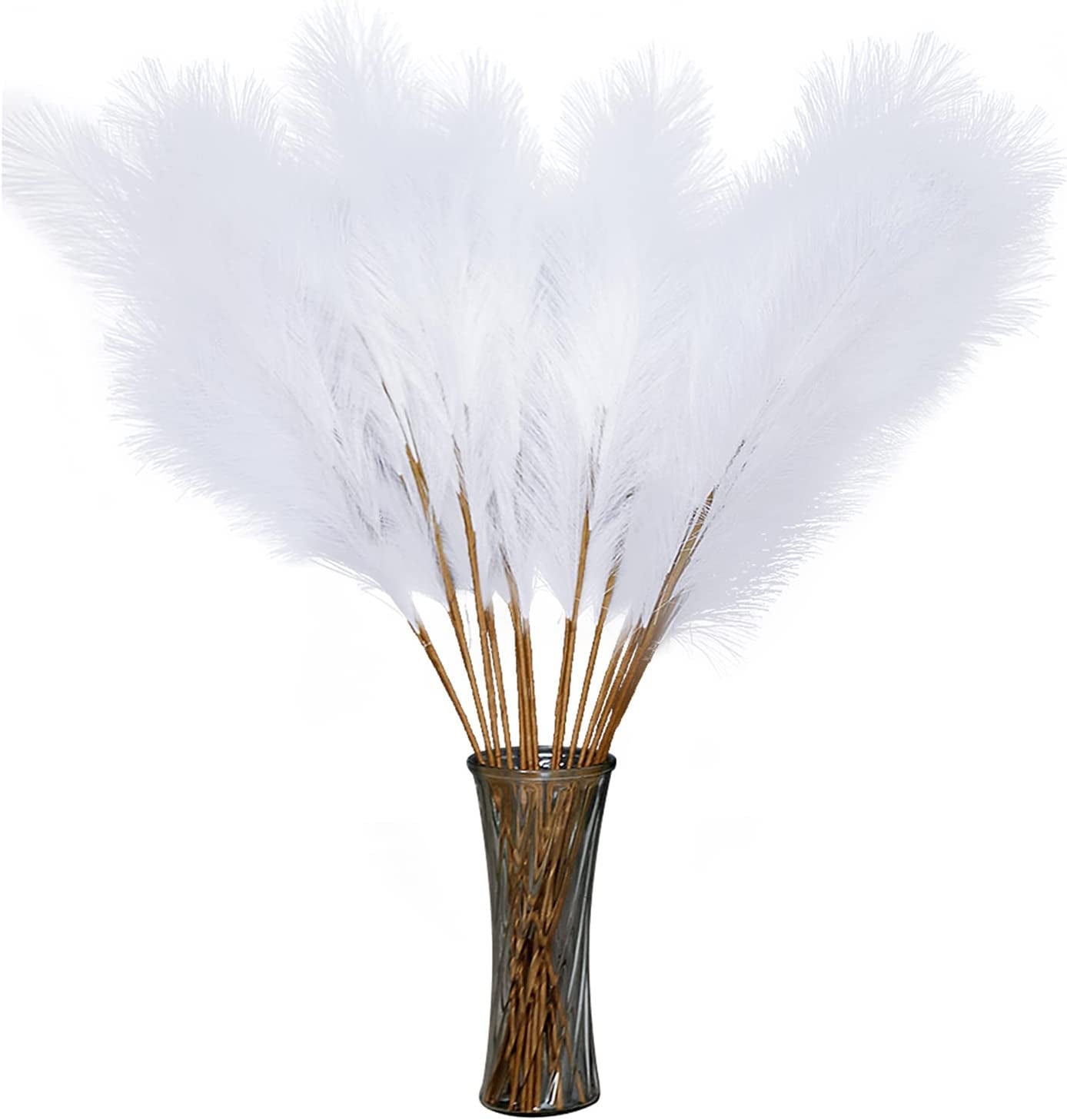 8 PCS Faux Pampas Grass Decor 38"/3.1FT Tall Fake Pompas Floral Large Artificial Pompous Grass Branches Plants for Floor Vase Filler Home Boho Decor (White)