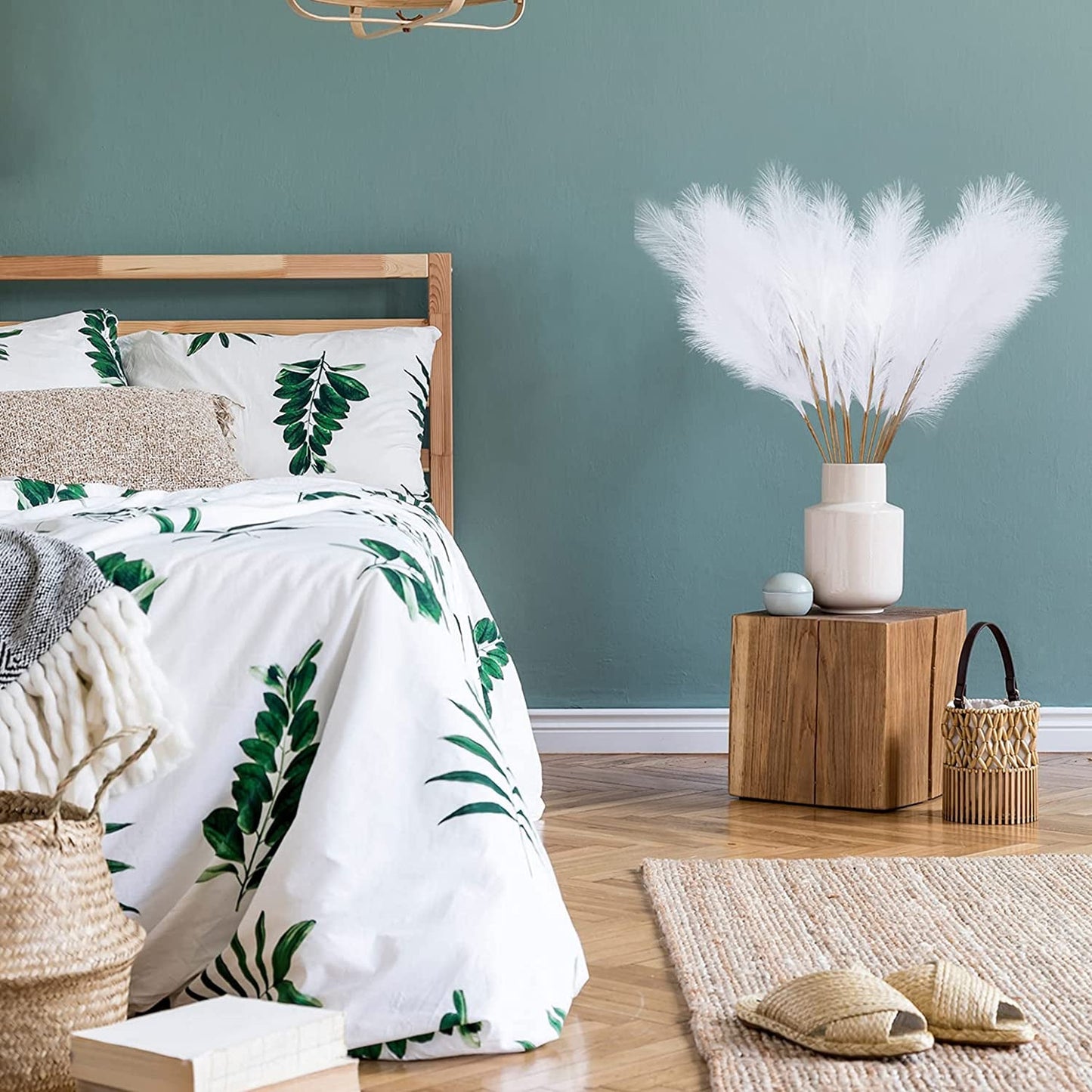8 PCS Faux Pampas Grass Decor 38"/3.1FT Tall Fake Pompas Floral Large Artificial Pompous Grass Branches Plants for Floor Vase Filler Home Boho Decor (White)