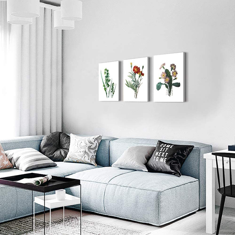 Green Leaves Plants and Flowers Modern Home Art Bathroom Wall Decor，Posters Canvas Prints Wall Art for Bedroom，Wall Artworks Pictures Living Room Wall Decoration Paintings, 12X16 Inch/Piece 3 Panels