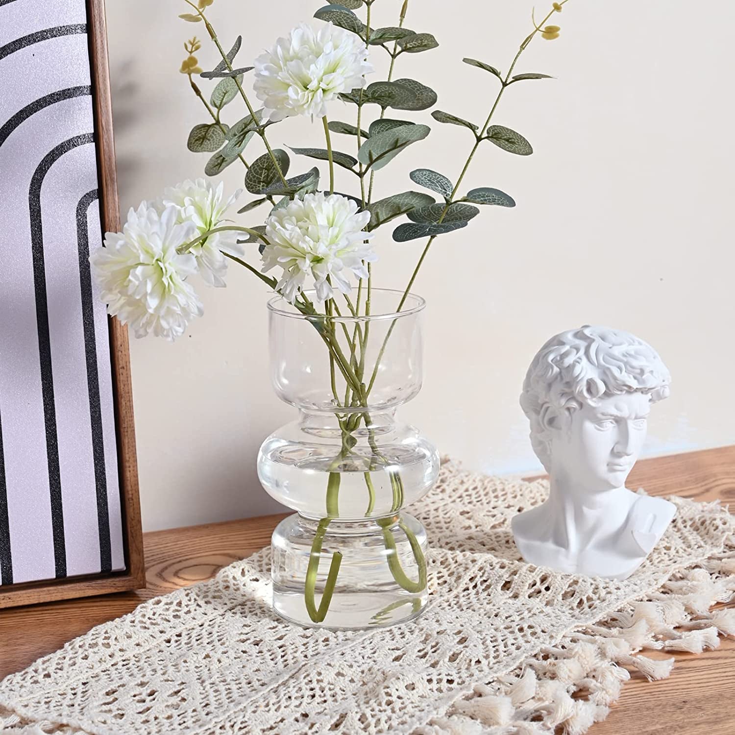 Clear Vases for Decor, 7 Inch Glass Vase Hydroponic Flower Vases Decorative for Home Décor, Modern Geometric Transparent Glass Vase for Living Room Wedding Centerpieces Office Table (Clear)