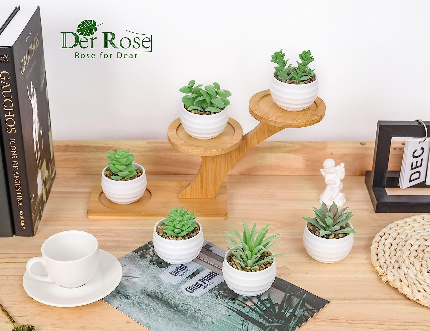 Set of 6 Succulents Plants Artificial in Pots Small Fake Plants for Bedroom Aesthetic Living Room Office Shelf Bathroom Decor