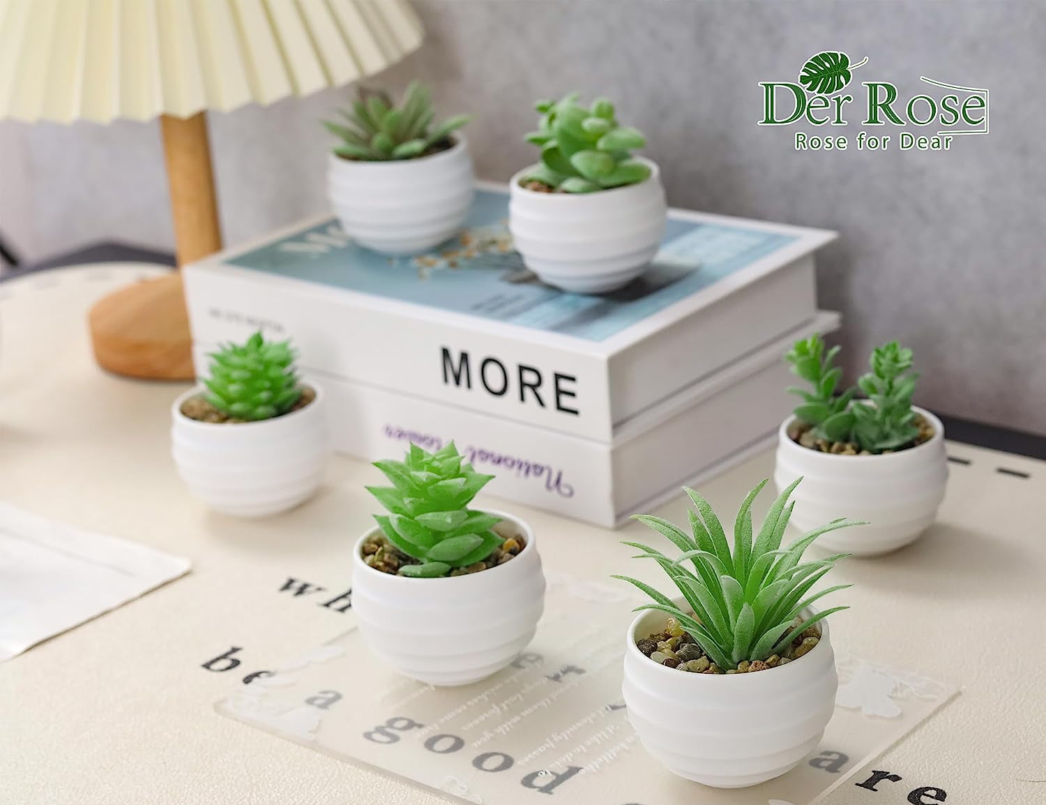 Set of 6 Succulents Plants Artificial in Pots Small Fake Plants for Bedroom Aesthetic Living Room Office Shelf Bathroom Decor