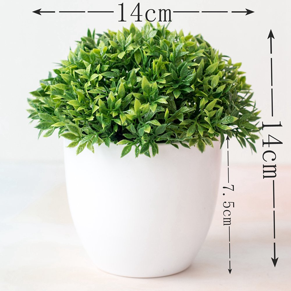 Artificial Potted Plants Green Grass Ball Greenery in Pots Small Houseplants for Indoor Office Tabletop Décor Centerpiece Wedding Party Home Table Bonsai Decor