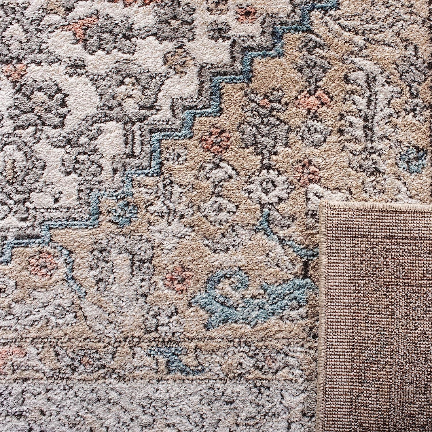 Oregon Collection Area Rug - 5'1" X 7'6", Grey & Ivory, Oriental Distressed Design, Non-Shedding & Easy Care, Ideal for High Traffic Areas in Living Room, Bedroom (ORE876F)