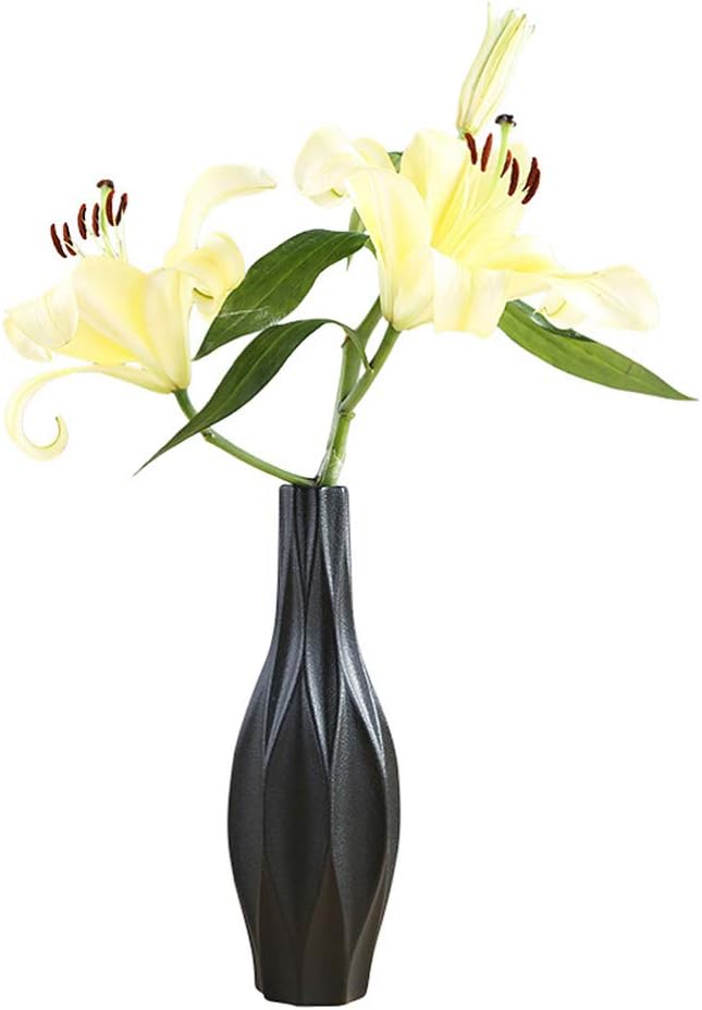 Ceramic Vases Simple Decorative Flower Vase Desktop Flower Vase for Home Office Living Room Wedding Party Dinning Table Decoration Black Size L