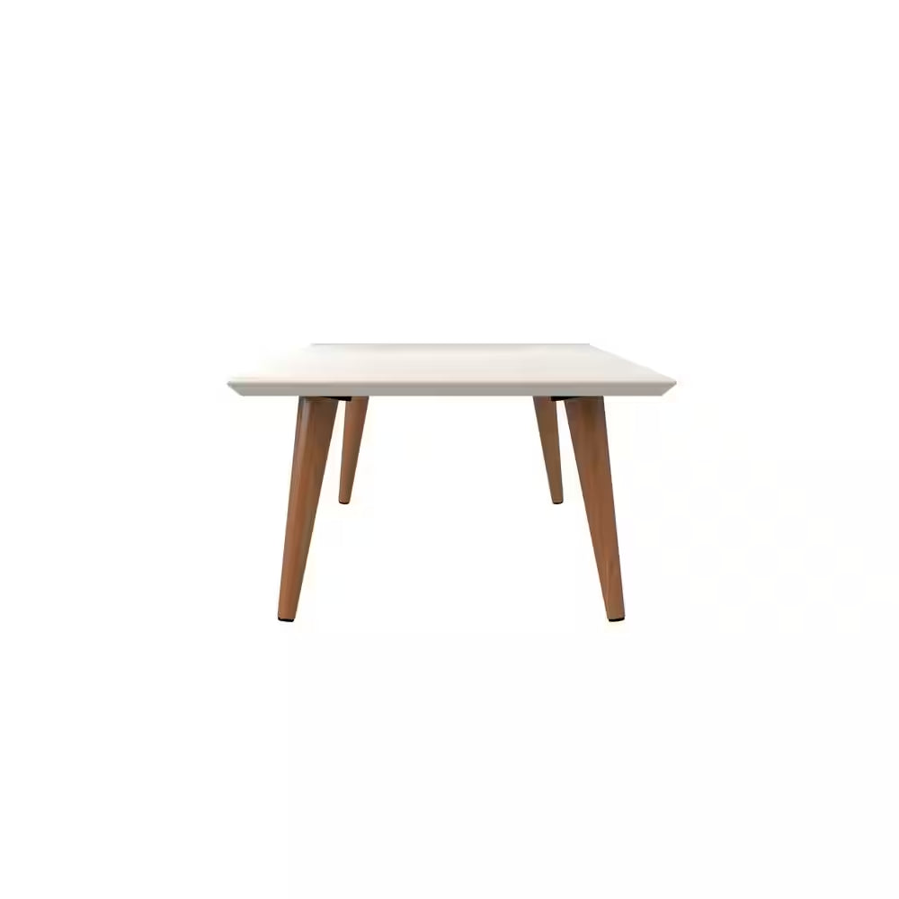 Utopia 41 In. Off-White/Maple Cream Large Rectangle Wood Coffee Table with Splayed Legs