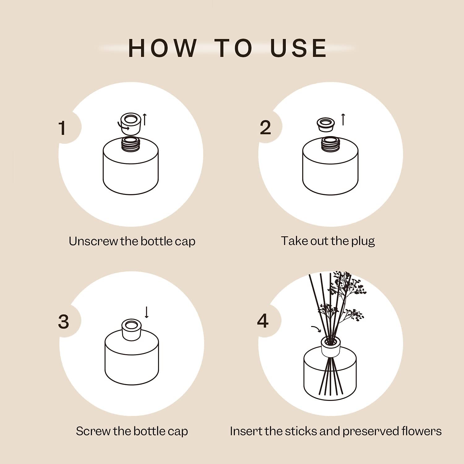 Cocorrína Premium Reed Diffuser Set with Preserved Baby'S Breath & Cotton Stick Sandalwood Rose | 6.7Oz Scent Fragrance Oil Diffuser for Bedroom Bathroom Living Room Home Décor