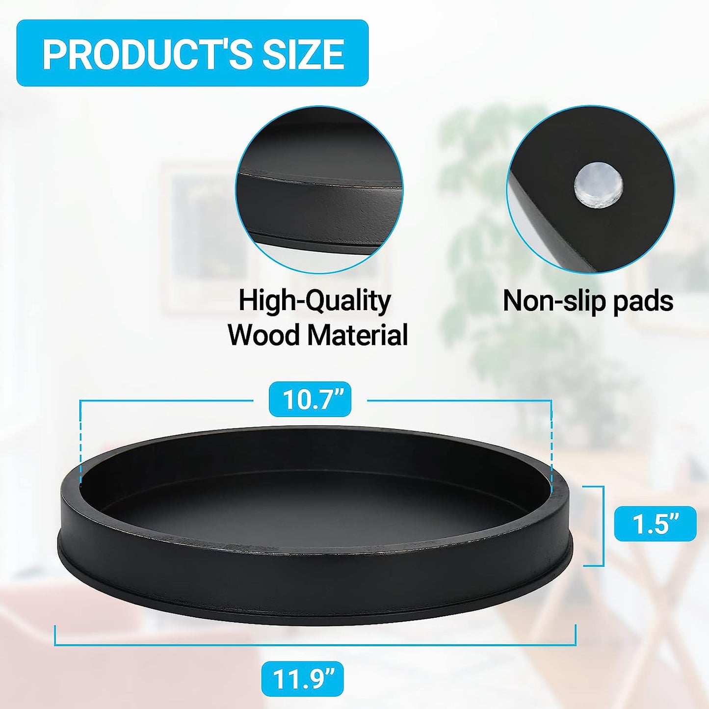 Black Decorative Tray for Coffee Table Centerpieces,Black round Decorative Serving Tray,Wood Tray Decor Modern Farmhouse Home Decorations round Coffee Table Tray Farmhouse Kitchen Countertop…