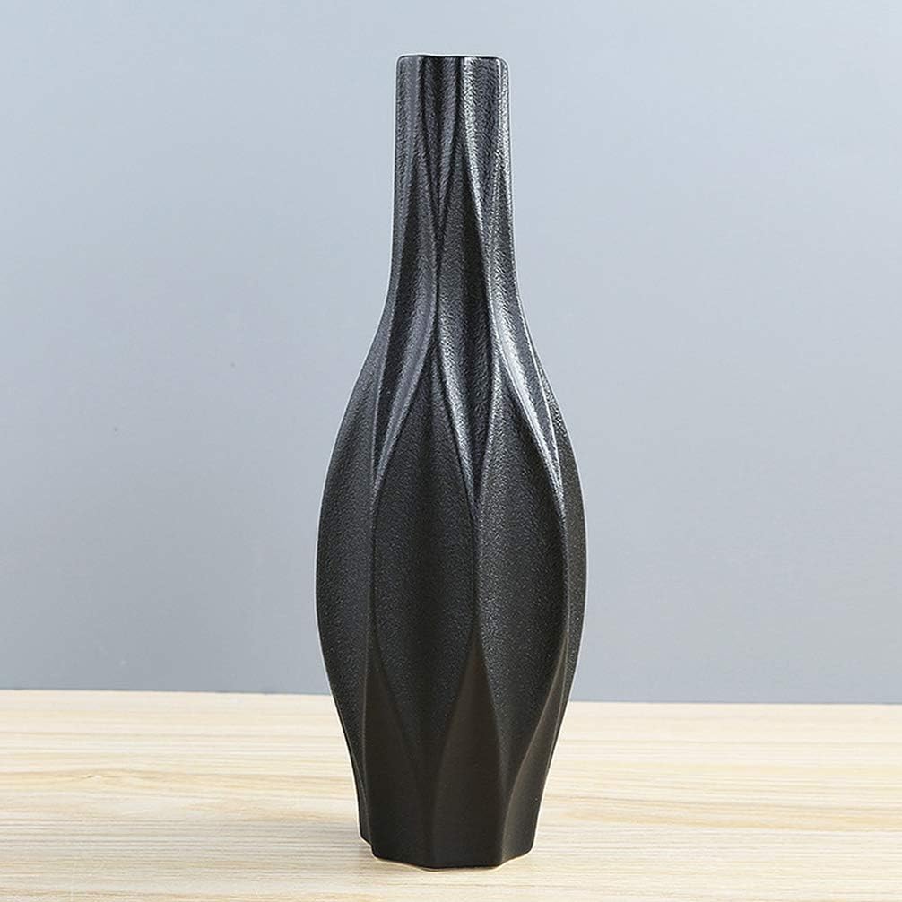 Ceramic Vases Simple Decorative Flower Vase Desktop Flower Vase for Home Office Living Room Wedding Party Dinning Table Decoration Black Size L