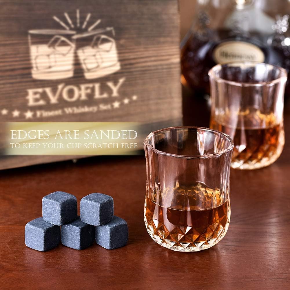 Gifts for Men Women, Whiskey Stones Set with Glasses, Drinking Gifts for Dad Husband Him, Ideas for Anniversary Birthday Wedding Housewarming, Unique Rocks Present for Liquor Bourbon Scotch