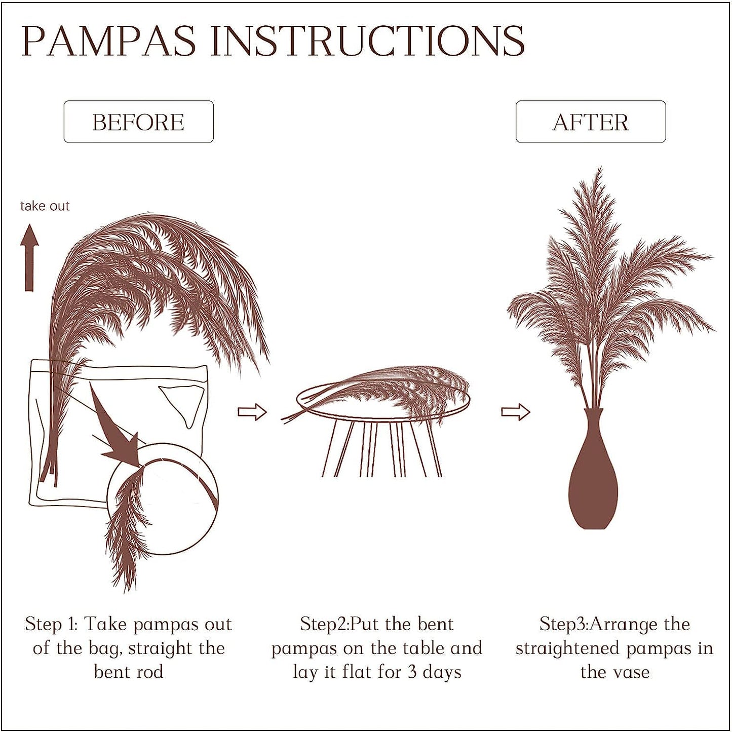 7-Pcs 38"/3.1FT Faux Pampas Grass Large Tall Fluffy Artificial Fake Flower Boho Decor Bulrush Reed Grass for Vase Filler Farmhouse Home Wedding Decor (Black)